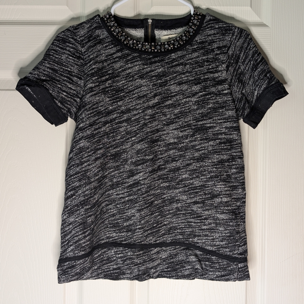 Madewell Black and Gray Short Sleeve Top